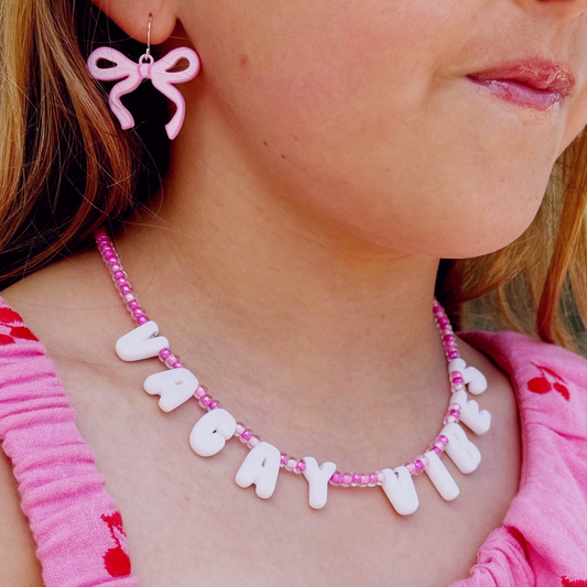 Pastel pink bow earrings – fun and girly earrings for tweens