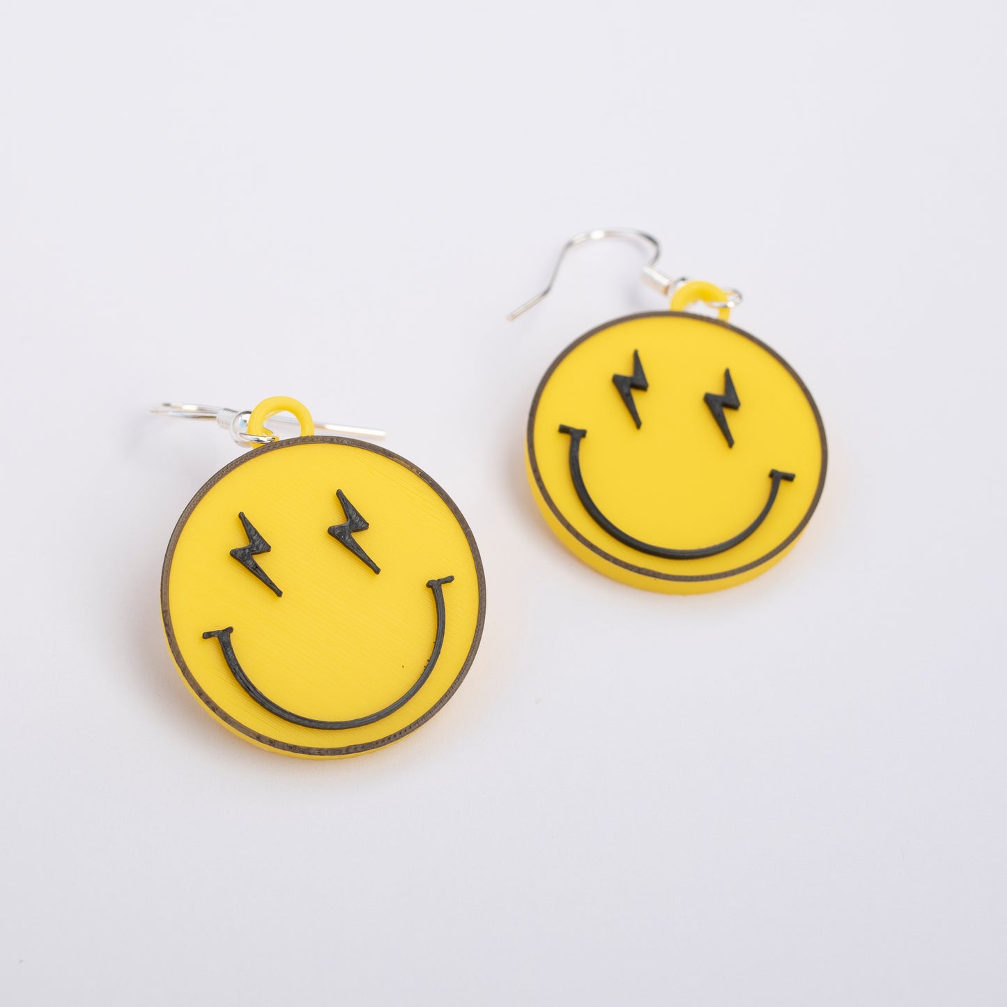 Yellow smiley face earrings – fun 3D printed jewelry by Orla & Co