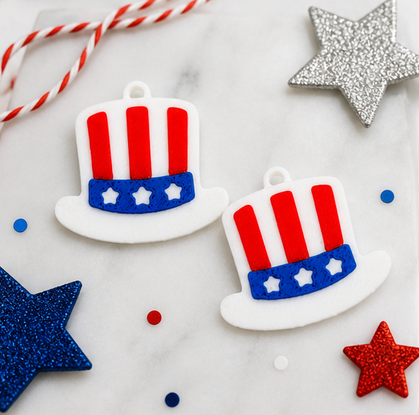 3D Printed Uncle Sam Hat Earrings