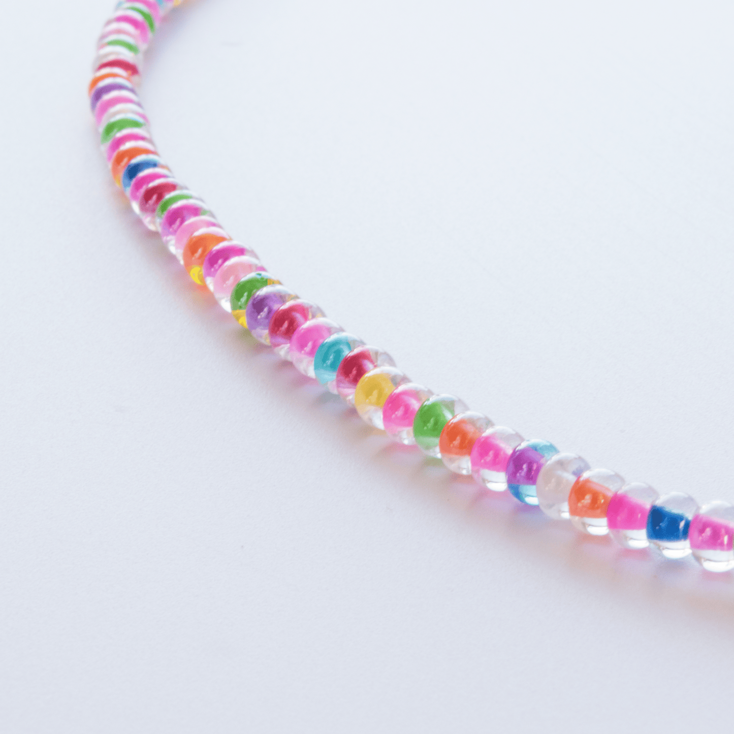 Custom Name Necklace – Rainbow Candy Beads + 3D Printed Bubble Letters