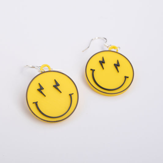 Yellow smiley face earrings – fun 3D printed jewelry by Orla & Co