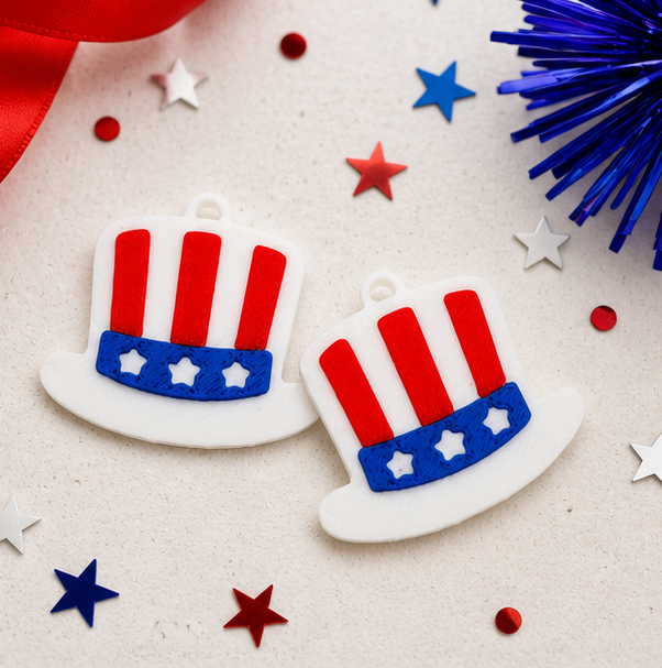 3D Printed Uncle Sam Hat Earrings
